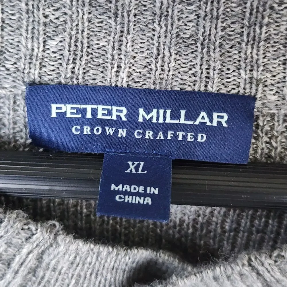 Peter Millar Crown Crafted XL Gray Linen Merino Wool Button Up Cardigan Sweater